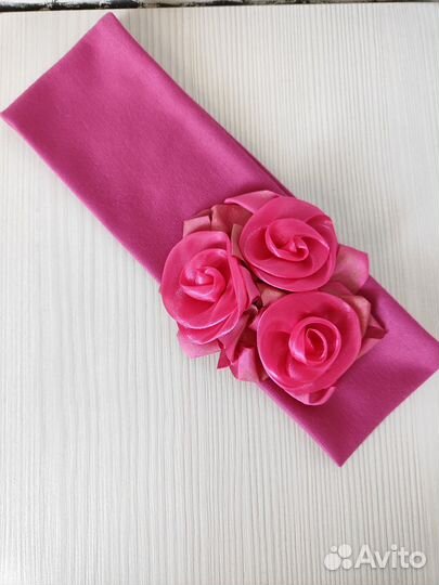 Трикотажная ретро повязка с цветами