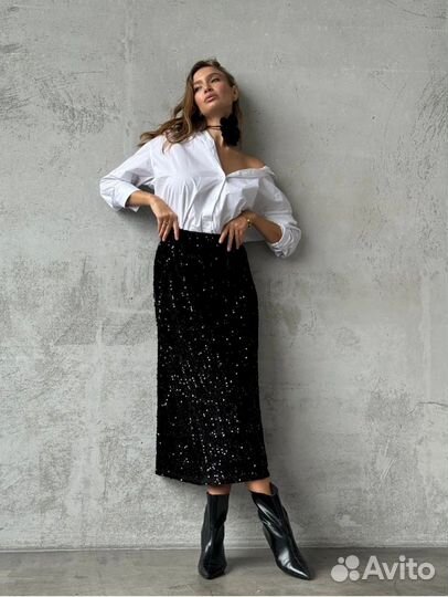 Юбка с пайетками длинная