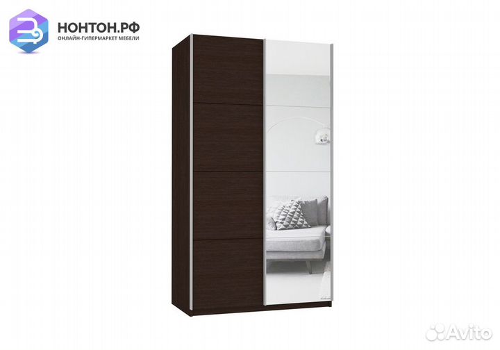 Шкаф-купе 2-х дверный с зеркалами Прайм венге