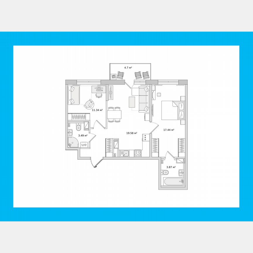 2-к. квартира, 65,7 м², 2/16 эт.