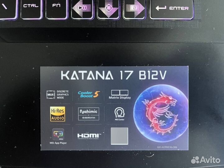 Игровой ноутбук msi katana 17 b12v