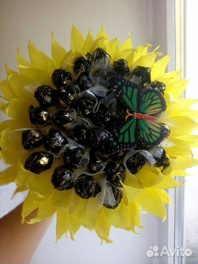 Букет из конфет (Подсолнухи)