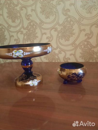 Ваза маленькая для конфет и орешек богемия