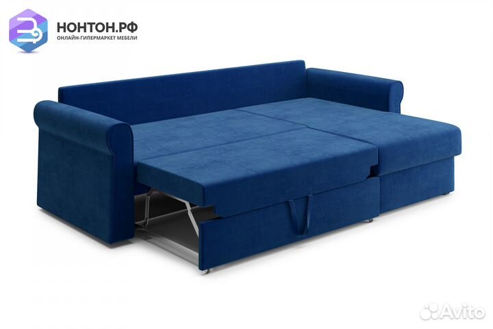 Диван угловой дельфин Лира темно-синий
