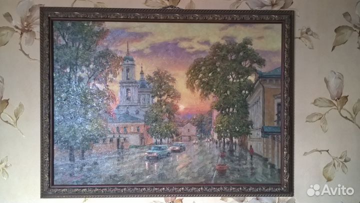 Картина Игоря Разживина (холст, масло, город, храм