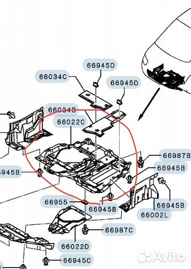 Защиты двигателя 5379A403 Mitsubishi Delica d5