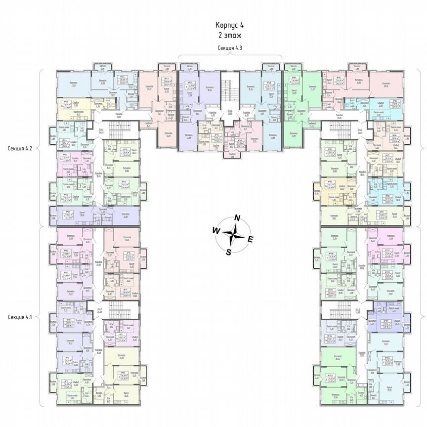 2-к. квартира, 62,2 м², 2/4 эт.