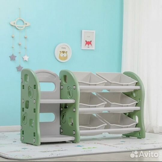 Стеллаж для игрушек с ящиками Green, 116*34*66