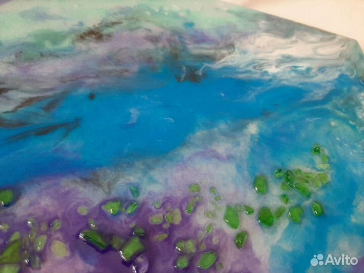 Картина интерьерная зимняя сказка из эпоксидной см