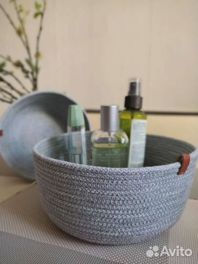 Корзины плетёные шитые для хранения косметики