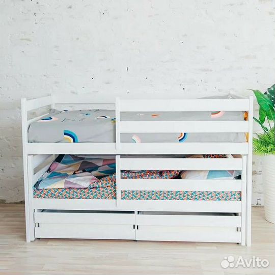 Кроватка матрешка эко для малыша выдвижная берёза