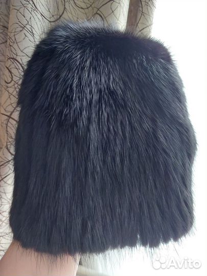 Шапка вязанная женская меховая