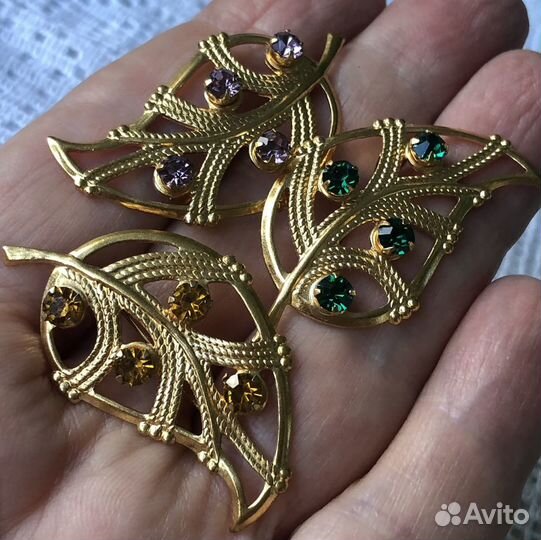 Броши латунь позолота СССР Чехословакия