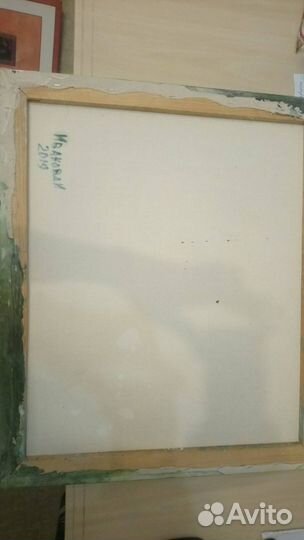 Картина акрил Зеленая абстракция 70 на 60