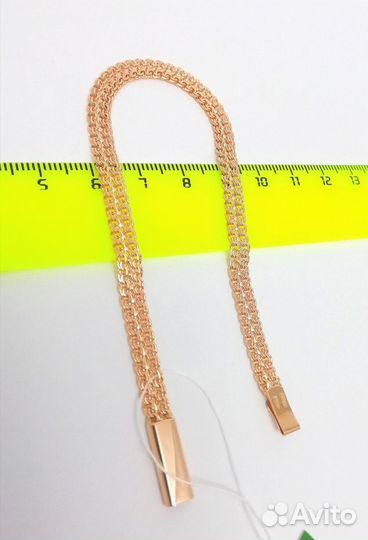 Золотой браслет Двойной бисмарк из красного золота