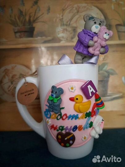 Кружка с декором из полимерной глины (комплект)