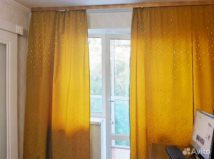 Шторы золотистый плотные, 2шт, 130см*230см
