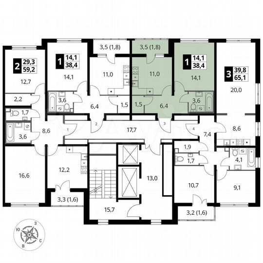 1-к. квартира, 38,4 м², 12/24 эт.