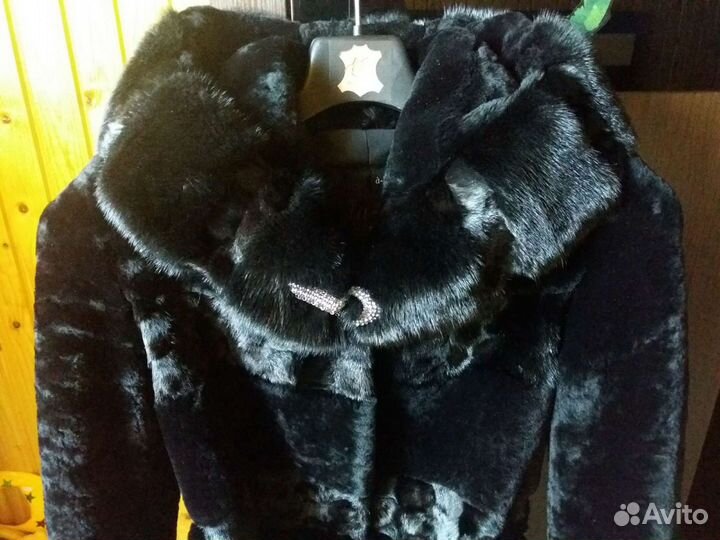 Шуба мутон + норка 44р