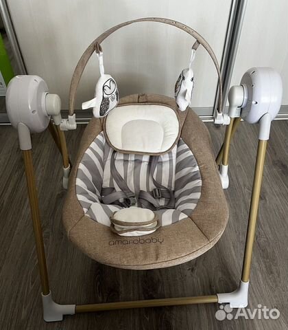 Электрокачели Amarobaby Wooden Swing Бежевый