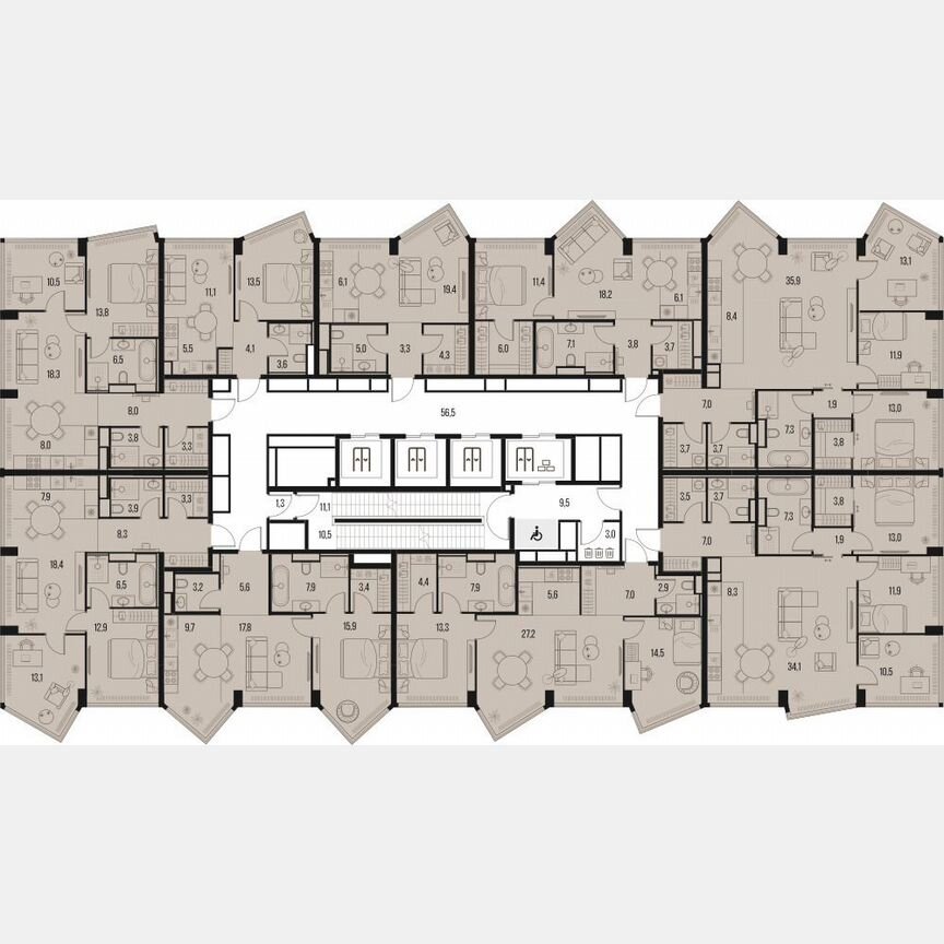 3-к. квартира, 74,3 м², 22/39 эт.