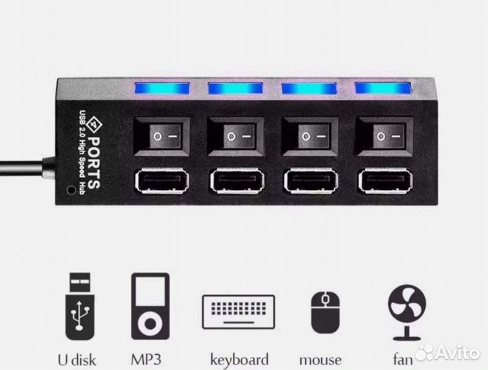 Usb hub разветлитель 2.0 на 7 портов