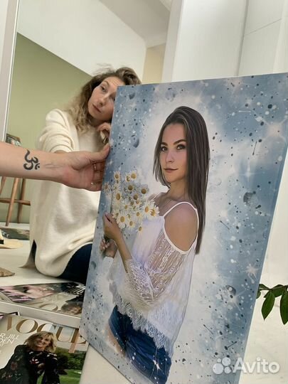 Портрет фото на холсте