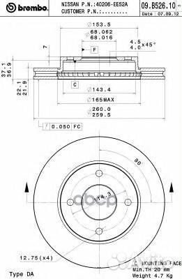 Диск тормозной передн. nissan tiida 1.6 (C11) 0