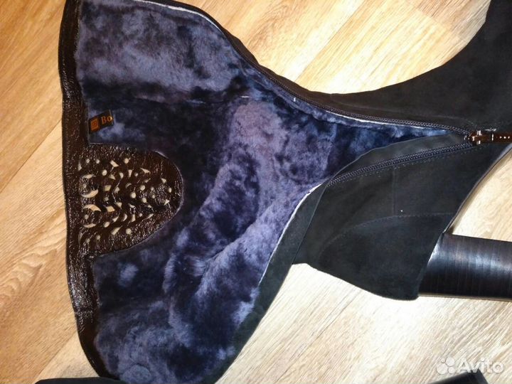 Зимние замшевые сапоги