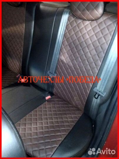 Чехлы Hyundai Solaris 1 Hb из экокожи чёрно-шокола