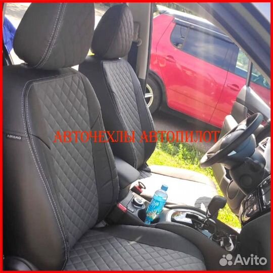 Чехлы Автопилот Nissan Sentra из экокожи чёрно-сер