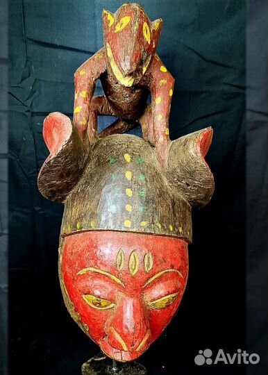 Огромная Племенная маска-шлем йоруба Нигерия