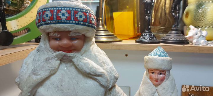 Дед мороз и снегурочка СССР вата папье маше