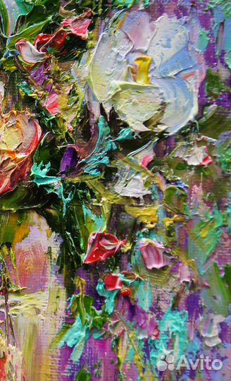 Картина маслом, Натюрморт с цветами, 24х18 см