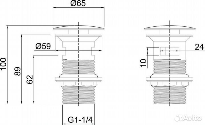 Донный клапан для раковины Allen Brau Priority Round 5.31023-31 с переливом, чёрный матовый