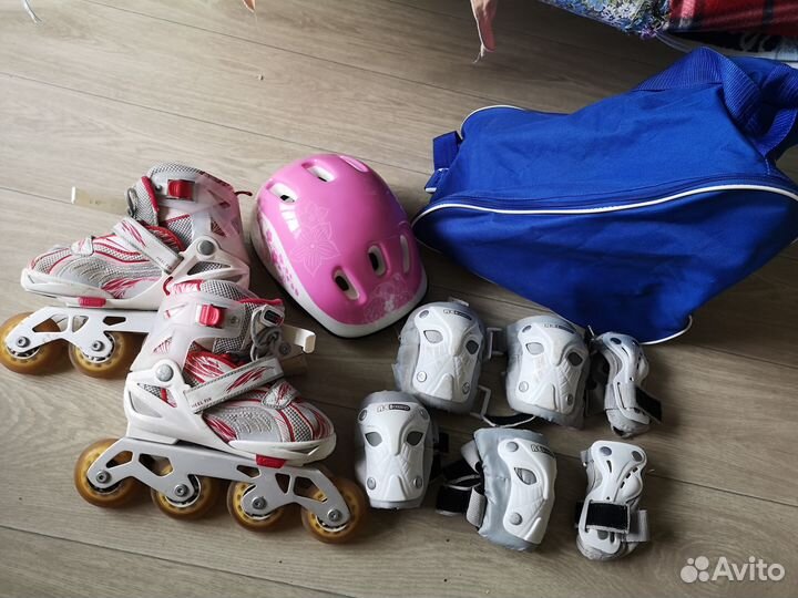 Ролики детские раздвижные 31-36 + шлем, защита