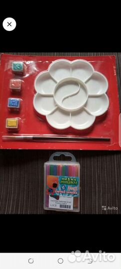 Счётные палочки, палитра, краски, кисточка