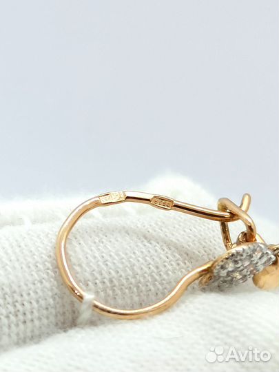 Золотые серьги с фианитом