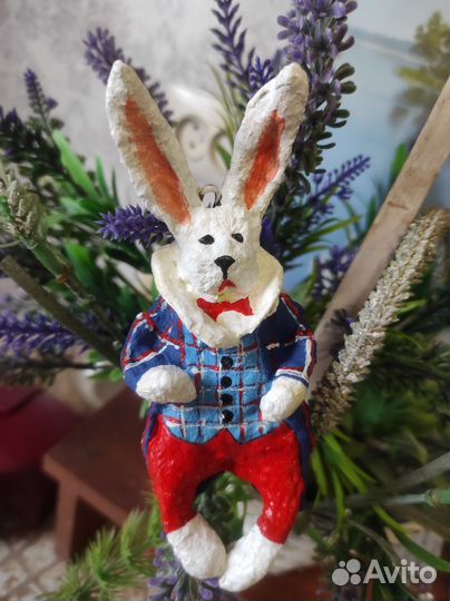 Ватная елочная игрушка ручная работа