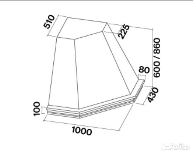 Вытяжка falmec penta ANG 100*100 H60 frassino grezzo (600) S cpna0060.00#FRA