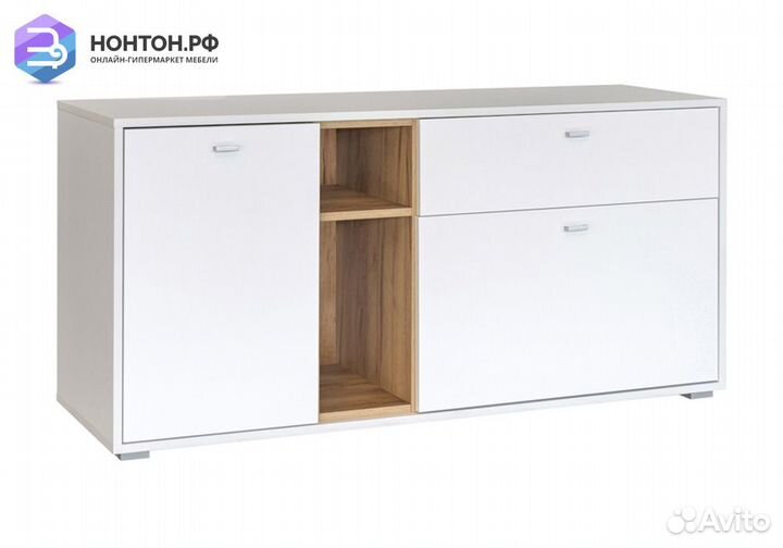 Тумба Бэль 10.91 белый премиум / дуб крафт золотой