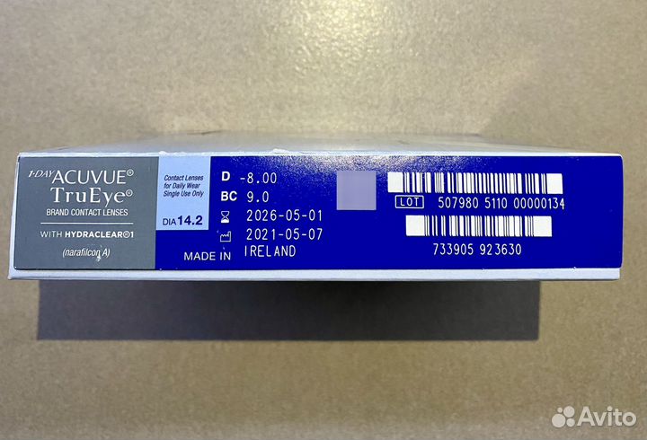 Контактные линзы acuvue 1-Day TruEye, R 9, D -8