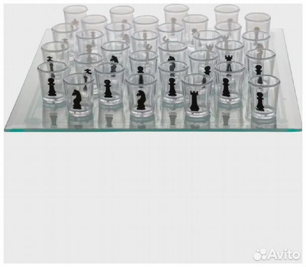 Алкогольные шахматы со стопками, 32 рюмки, поле 33
