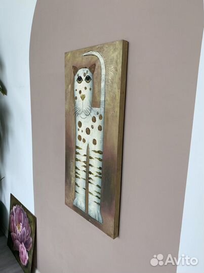 Картина масло/декор элементы, на холсте в раме