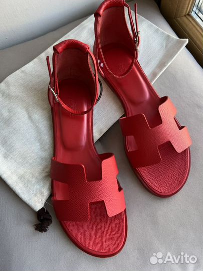Сандалии Hermes epsom rouge