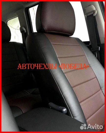 Чехлы Mitsubishi Outlander 3 из экокожи чёрно-шоко