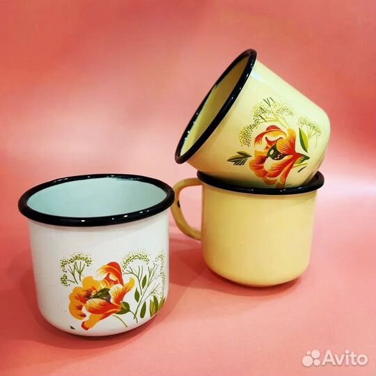 Новые эмалированные кружки СССР винтаж