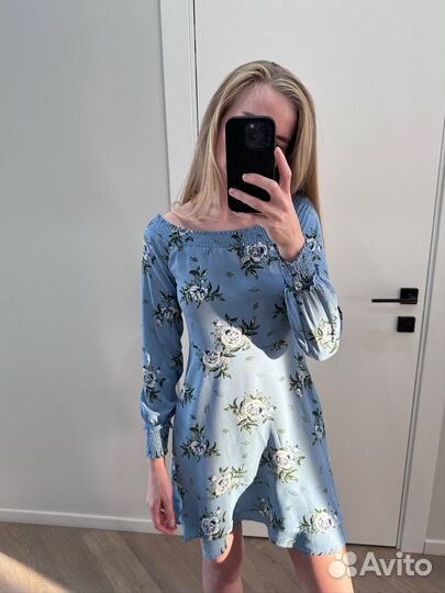 Платье с цветочным принтом мини