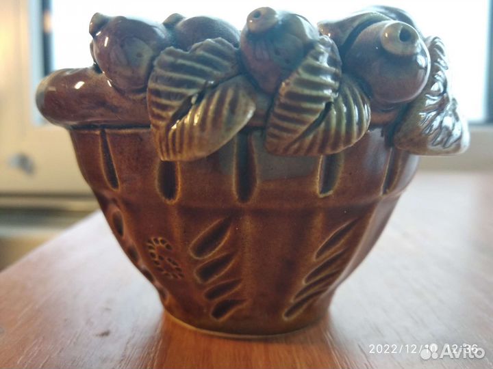 Обливная керамика, корзинка, ваза, чашка кофейная