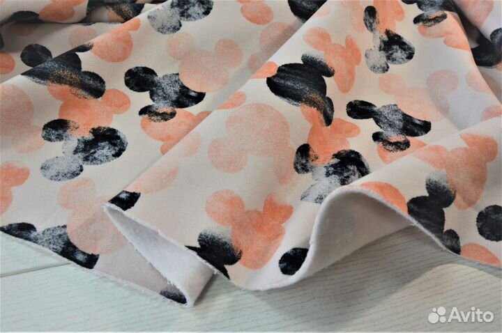 Трикотаж Футер 3-нитка начёс велюр Мышки кмф